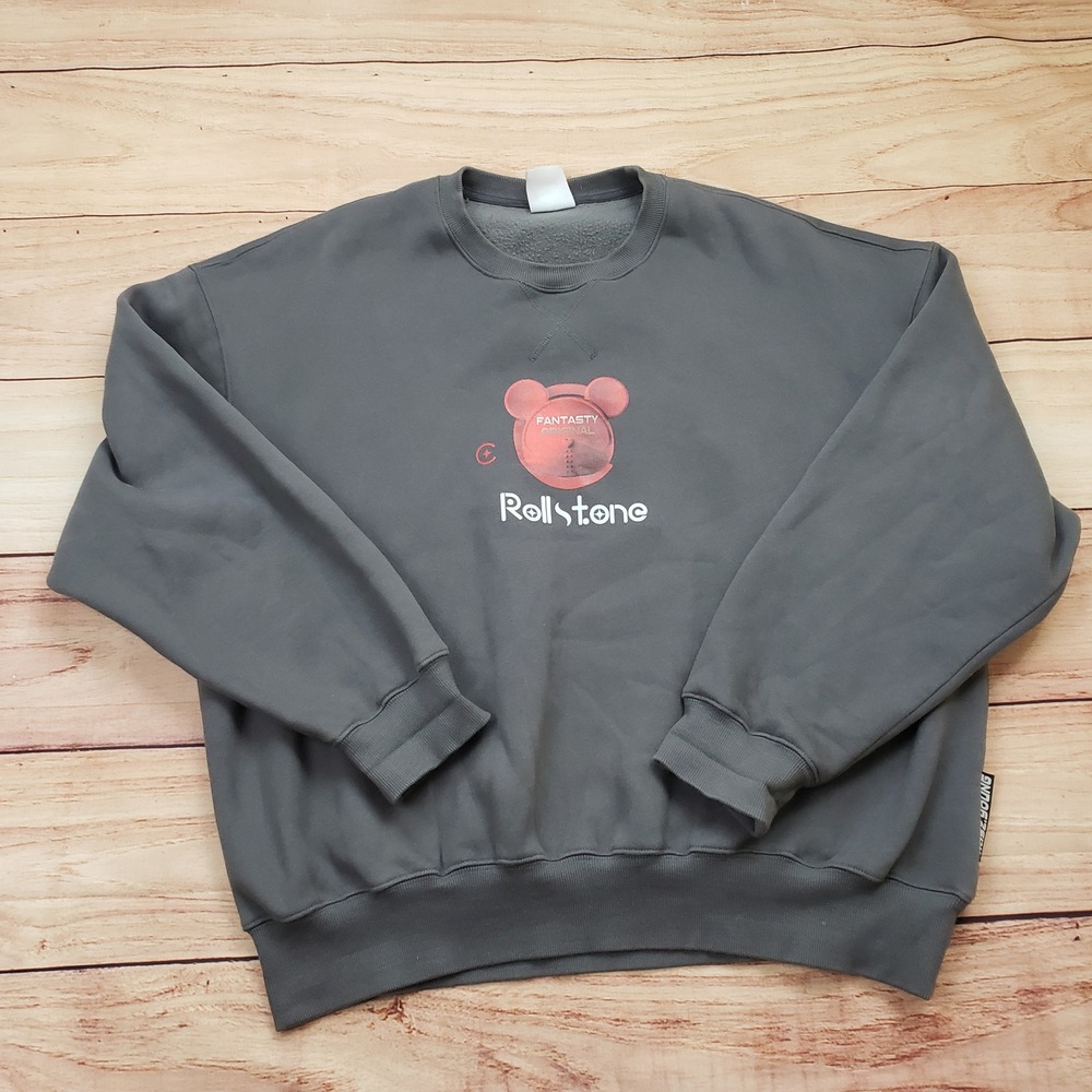 Maybe Crazy Rollstone Sweatshirt Mens‎ Large Gray Crew Neck Pullover Adult